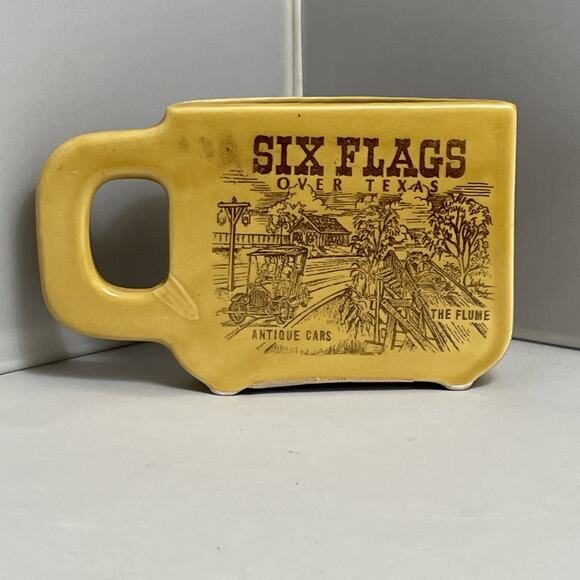 Vintage Half a Cup of Coffee Mug Six Flags Texas Souvenir - Picture 5 of 7
